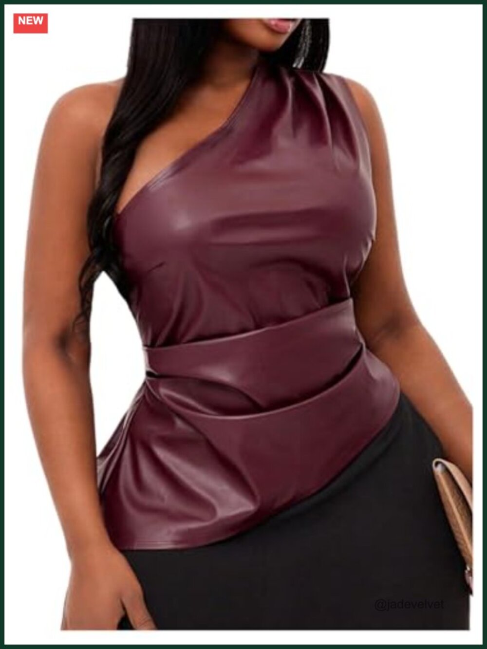 Plus Size Faux Leather One Shoulder Tank Top Sleeveless Asymmetrical